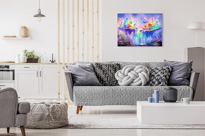 1000 Piece Jigsaw Puzzle for Adults - Fantasy Butterfly and Rainbow Crystal Waterfall - Magical Landscape - Challenging Puzzle Perfect for Game Nights. 20x27 inches - color: Rainbow Falls