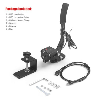 64Bit PC/PS4/PS5 USB Handbrake Upgrade SIM Racing Games Handbrake,Only compatible with Windows 10,PC USB all Steering wheel available,1.8M Cable/With Fixing Clip/Reinforced Spring