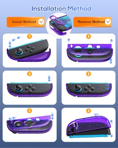 FYOUNG Protective Case for Nintendo Switch 2, Slim Hard Shell Accessories | Switch 2 Cute Case, Scratch&Shock Protection Cover with Screen Protector, 8 Thumb Grip(Translucent Purple, Switch 2 7.9inch) - color: Translucent Purple