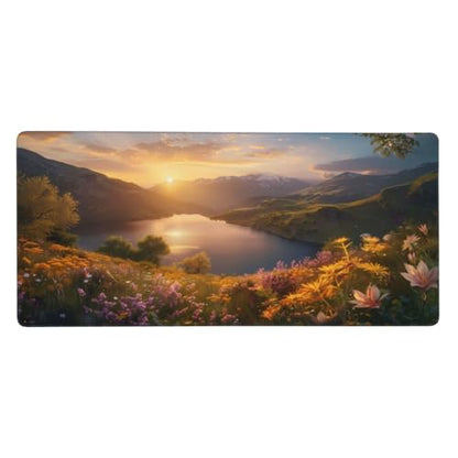XXL Gaming Mouse Pad 35.4x15.7 inch, Quiet Mountain Lake Landscape Theme Desk Mat,Large Beautiful Flower Scene Mousepad (Alpine Lake) - color: Alpine lake