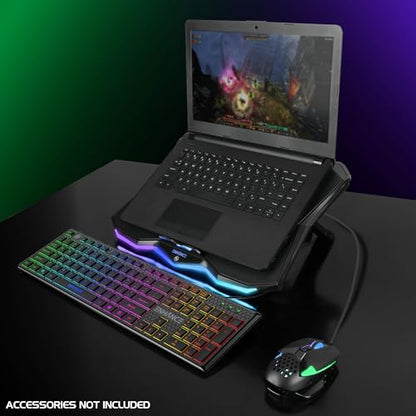 ENHANCE Infiltrate 3 Laptop Cooling Pad with RGB LED Lights - Gaming Cooler Stand with 8 Quiet Fans, 7-Angle Adjustable, Dual USB Hub, Metal Cooling Plate for 13-17.3" Gaming Notebooks