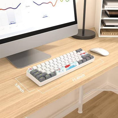 60% Mechanical Keyboard Wired Linear Red Switch RGB Backlight | 60 Percent 61-keys Compact Layout Gaming Keyboard TKL Ultra-Compact Mini RGB Backlit - color: 61 White/Red Switch