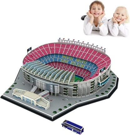 Classic Football Stadium Puzzle,3D Puzzle Soccer Club Venues,3D Paper Model Building Puzzle Kit, Soccer Souvenir Gift,Handmade Puzzle Ornaments，Cardboard Model (Camp NOU Stadium) - color: Camp Nou Stadium
