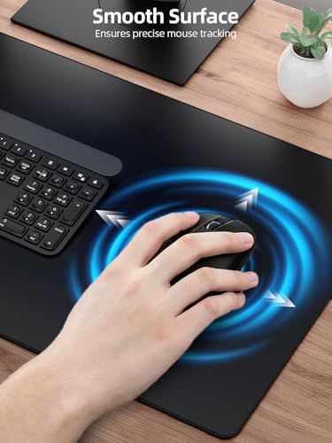 Wireless Charging Mouse Pad with Magnetic Phone Stand, 31.5"x15.8" Large | Waterproof Mousepad Desk Mat, Smooth Glide, Stitched Edge, Non-Slip Rubber Base, Computer Keyboard Mat, No Adapter - color: Black-Mag Stand