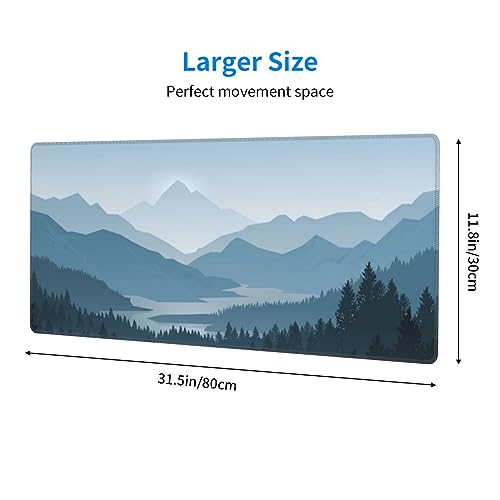 Mountain Gaming Mouse Pad Large Long Extended Pads Big Mousepad Extended Large Non-Slip Rubber Base Waterproof Big Keyboard Mat with Stitched Edges for Office Home and Game,31.5x11.8 Inch - color: Mountain