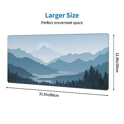 Mountain Gaming Mouse Pad Large Long Extended Pads Big Mousepad Extended Large Non-Slip Rubber Base Waterproof Big Keyboard Mat with Stitched Edges for Office Home and Game,31.5x11.8 Inch - color: Mountain