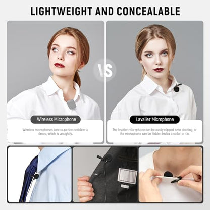 NEEWER 2 Pack Lavalier Lapel Microphone Compatible with DJI Wireless Mic Transmitters Rode Wireless GO II 2, Omnidirectional Condenser Wired Clip On Lav Mics for Stage YouTube Live Streaming, CM5 | Compatible with DJI Wireless Mic Transmitters Rode GO II