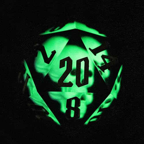 Cusdie Large D20 Dice 55mm with Sharp Edges, D&D 20 Sided Dice, Handmade DND Giant D20 for RPG, Table Games(White Skull) - color: White Skull