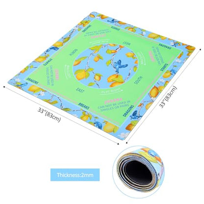 TIASUSAN American Mahjong Learning Mat (33” x 33”) with Black Carrying Bag, Blue and Green, Anti-Slip, Noise-Reducing, Mahjong Mat for Table - color: Blue and Green