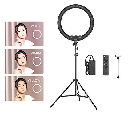 AMBITFUL Ring Light RL-480 18in Ring Light Lamp 60Ws 3000~6000K 480 Beads LED with 180cm Light Stand,Carrying Bag for Live Streaming/SLR Camera/Phone Video Shooting (2PCS) - color: 18 inch