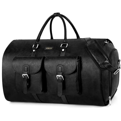Garment Bag for Travel Convertible Carry on Travel Duffel Bag for Men Women | 3PCS Large Weekender Bag with Waterproof Shoes Pouch 2 in 1 Hanging Clothes Suit Dress Bag Travel Garment Duffel Bag 56L - color: C1-Black-1pc