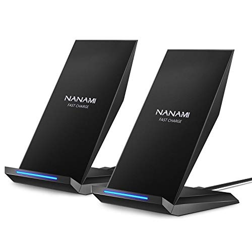 Fast Wireless Charger, [2 Pack] NANAMI Wireless Charging Stand Compatible with iPhone 17/17 Air/17 Pro/17 Pro Max/16/15/14/13, Desktop Nightstand Phone Charger Dock for Galaxy S26/S26+/S25/S24/S23/S22 - color: Black/Black