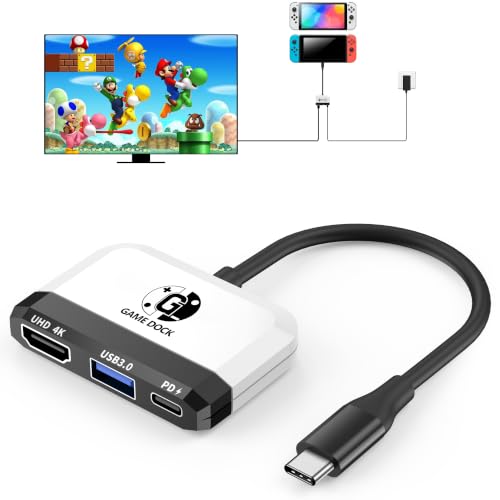 Switch Dock for Nintendo Switch 2/Switch/OLED, 3-in-1 Portable TV Dock with 4K@60Hz HDMI USB 3.0 Port USB C PD 100W Charging,Mini Travel Dock Replacement for Switch Docking Station - color: White