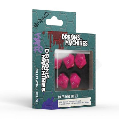 Modiphius Entertainment: Dreams and Machines: Dice Set - Hot Pink - 5 d20 RPG Dice Set, Roleplaying Accessory - style: Dice Set