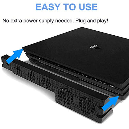 Linkhood Cooling Fan for PS4 PRO, USB External Cooler 5 Fan Turbo Temperature Control Cooling Fans for Sony PlayStation Pro Gaming Console