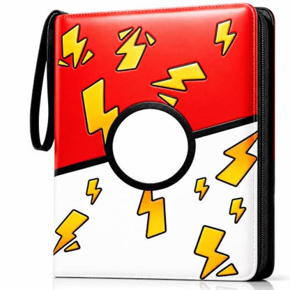 Holds 440 Cards, 4 Pocket Trading Card Binder with 55 Removable Sleeves, Zipper PU Leather 3-Ring Card Holder Album for TCG, MTG, Game and Sports Cards, Gift for Collectors, Red