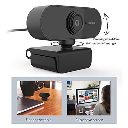 Webcam with Microphone, 1080P Desktop/Laptop Computer Camera, USB Webcam Plug and Play, PC Webcam for Live Streaming, Video Call, Conference, Recording, Online Classes, Game(Black)