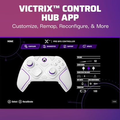 Victrix Pro BFG Wireless Gaming Controller - Xbox Series X|S, Xbox One & PC | Dolby Atmos, 4 Mappable Back Buttons, Interchangeable Thumbsticks & D-Pads, Customizable Hair Triggers & Paddles, White - color: White