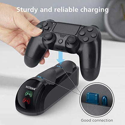 PS4 Controller Charger, Upgraded Fast-Charging Port Docking Station Stand for PS4 / P4 Slim/PS 4 Pro Controller, Black