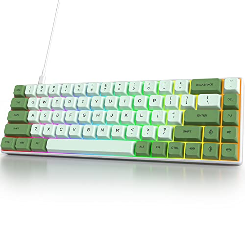 Owpkeenthy Wired 65% Percent Mechanical Gaming Keyboard Creamy Keycaps with Red Switch Ultra Compact RGB 60% Cute Green Gaming Keyboard N-Key Rollover for PC Gamer (Matcha/68 Red Switch) - color: Matcha/68 Red Switch