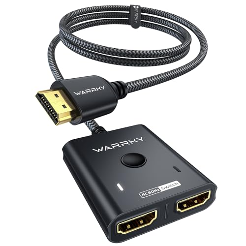 HDMI Switch 2 in 1 Out 4K@60Hz, WARRKY [3.3ft Fixed Braided HDMI Cable, Aluminum Case, HDCP 2.2] Bidirectional 2x1 Switcher (Not Splitter) Compatible for PS5/4, Nintendo Switch, FireStick – Black - color: Black