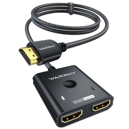 HDMI Switch 2 in 1 Out 4K@60Hz, WARRKY [3.3ft Fixed Braided HDMI Cable, Aluminum Case, HDCP 2.2] Bidirectional 2x1 Switcher (Not Splitter) Compatible for PS5/4, Nintendo Switch, FireStick – Black - color: Black