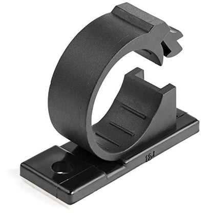 StarTech 100 Adhesive Cable Management Clips, Black, TAA, Sticky (CBMCC3) | Nylon Self Adhesive Clamp UL/94V-2 Fire Rated, Network/Ethernet/Office Desk/Computer Cord Organizer, Wire Holders - size: Large | 0.67 in. max. diameter
