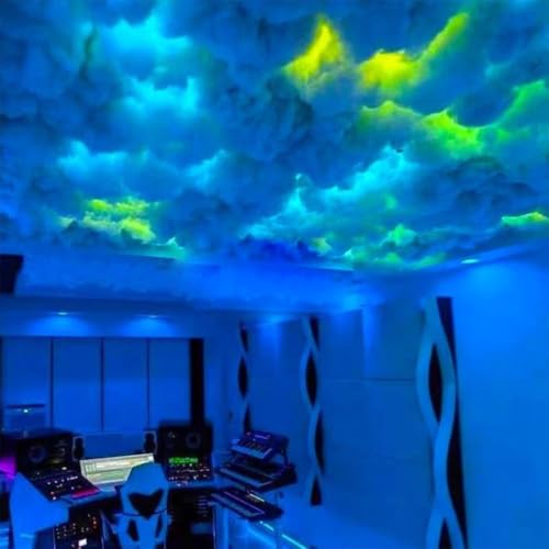 APP Control 3D Thundercloud Storm Ceiling Lights DIY Kit Music Sync Cotton Thunder Lightning Cloud Light Fluffy for Gaming Room Bedroom Wall Night Party Decoration - size: 16.5ft(5m)