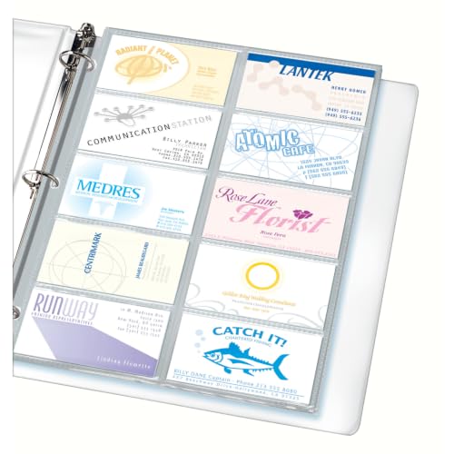 Avery Clear Business Card Organizer Pages for 3 Ring Binders, Pack of 10, Holds 200 Cards Total (76009)