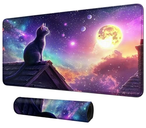 Cute Cat with Galaxy for MTG & TCG Playmat Mouse Pad,BFDHGQZC 24" x 14" Game Mat for MTG/RPG/CCG Trading Card Game Playmats Table Mat Perfect for Card Games Video Games Computer Office - color: Cute Cat With Galaxy