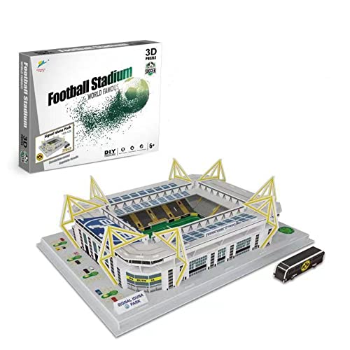 Classic Football Stadium Puzzle,3D Puzzle Soccer Club Venues,3D Paper Model Building Puzzle Kit, Soccer Stadium Souvenir Gift,Handmade Puzzle Ornaments，Cardboard Model (Signal Iduna Park) - color: Signal Iduna Park
