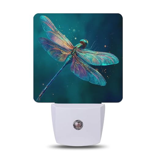 Dragonfly Night Light with Dusk to Dawn Light Sensors, Plug-in Wall Led Night Lights, Energy Efficient Lamp for Bedroom,Bathroom,Kitchen,Hallway,Stairs, Gifts Ideal for Girls Women - color: Dragonfly