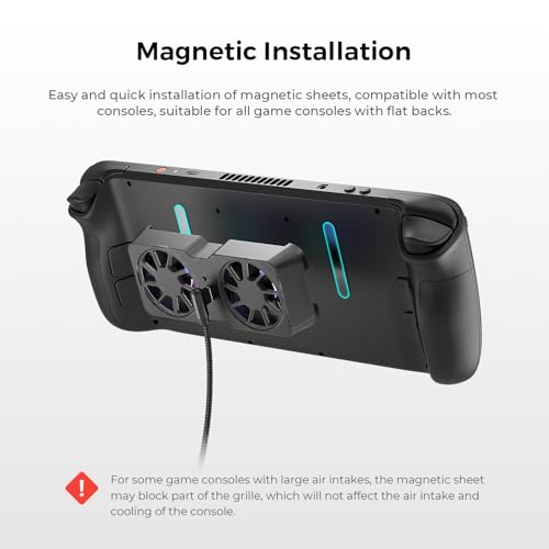 Portable Magnetic Cooling Fan for Steam Deck for ROG Ally X for Legion Go Game Console 6000RPM 45mm Dual Fans with Efficient Cooling 10-16CFM Airflow 3 Speeds Adjustable Lightweight 45g