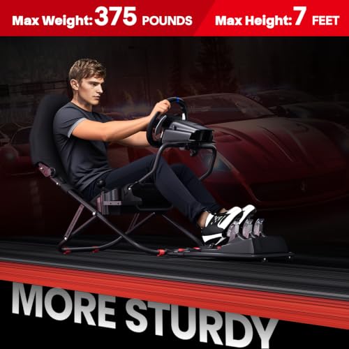 RACGTING Foldable Sim Racing Cockpit for Logitech Thrustmaster MOZA | 90% pre-assembled, Quick assembly, Space-saving Storage, Sturdy Steel frame, For apartments & living rooms