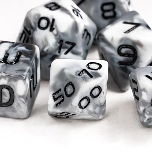 7PCS DND Dice Set Grey Polyhedral Dice Set for D&D Tabletop Games | Leather Storage Bag, DM Gift, for Dungeons and Dragons Role Playing Games - color: Camo-grey