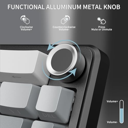 ATTACK SHARK X66 Wireless 60% RGB Mechanical Gaming Keyboard-Moonlight | Volume Knob,USB-C Wired/BT5.0/2.4Ghz,Gasket Mount,Side Printed PBT Keycap,Hot Swappable Strawberry Switch,TKL,NKRO for PC Mac - color: Moonlight