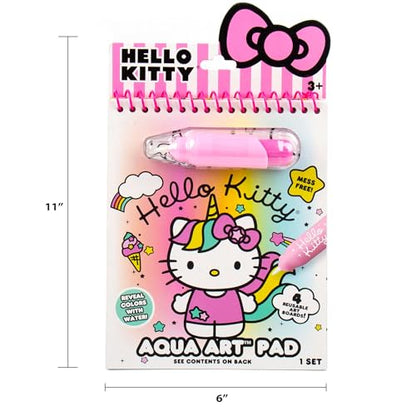 Hello Kitty Aqua Art Pad, 4 Art Pages, On The Go Reusable Water-Reveal Activity Pad, Mess Free Arts and Crafts, Paint with Water Brush Set, Kids Toys, Sanrio Stuff, Hello Kitty Craft Kits for Kids 3+ - style: Hello Kitty
