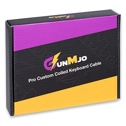 GUNMJO Pro Custom Coiled USB C Cable for Gaming Keyboard, Double-Sleeved Mechanical Keyboard Cable with Detachable Metal Aviator, 1.5M USB-C to USB-A, White Color