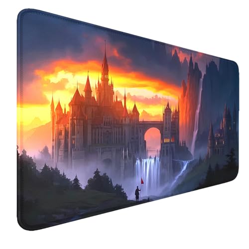 MTG Playmat with Zones, Stitched Edges MTG Mat for TCG 24 x 14 inches Trading Card Inked Game Playmats with Storage Bag Smooth Rubber Surface Battle Game - color: Fire Cloud Stitched Edges Mats