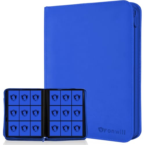 Premium Card Binder 9 Pocket, 360 Pockets Trading Card Holder Book, Premium PU Cover Zip Folder Binder, Side Loading Carrying Case Binder Album for TCG, MTG,Sports Cards, Game Cards (Blue) - color: 2-Blue, size: 9 Pocket 360