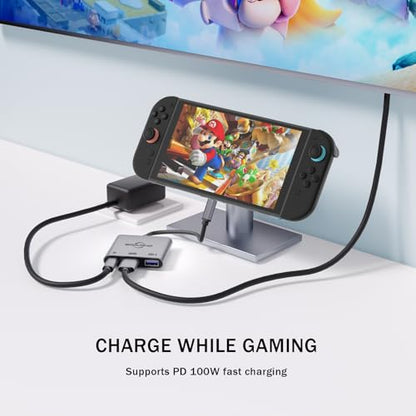 Switch 2 Dock 4K@60Hz TV Adapter Portable TV Docking Station for Switch / Switch2 / Steam Deck/ROG Xbox Ally X 3 in 1 100W PD / USB3.0 / HDMI2.0 USB-C Hub (Compatible with Switch2 v21.0.0)
