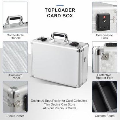 Graded Card Storage Box – Aluminum Alloy Trading Cards Storage Box with Combination Lock - Holds 140+ Graded Cards, Sports Card Case, Fits PSA, CSG, BGS (Silver) - color: Silver