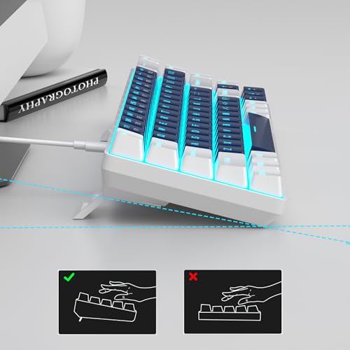 MageGee Portable 60% Mechanical Gaming Keyboard, MK-Box LED Backlit Compact 68 Keys Mini Wired Office Keyboard with Blue Switch for Windows Laptop PC Mac - Blue/White - color: Blue/Blue Switch