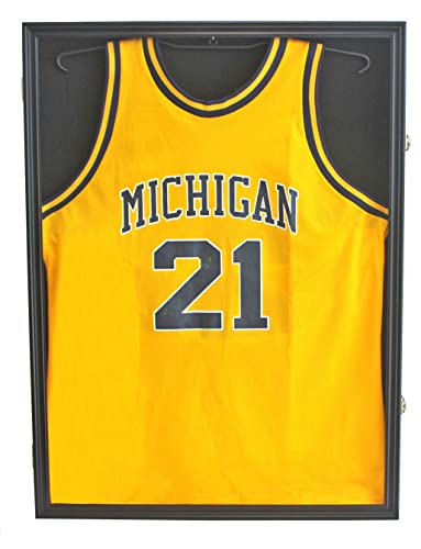 Pro Collector's Jersey Display Case Frame Shadow Box with 98% UV Protection for Baseball Basketball Football Soccer Hockey Sport Memorabilia T-Shirt and Uniform (Black Finish)