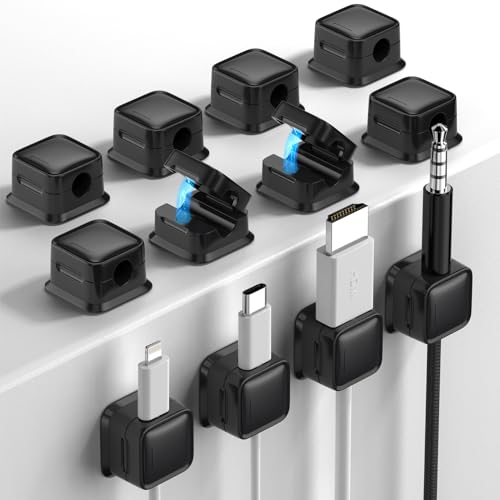 12 Pack Cord Organizer, Magnetic Cable Clips, Under Desk Management, Black | 0.27in Cable Compatible,Strong Adheive Wire Holder Keeper,Easy Open Phone Charger Holder for Home Car Desk Nightstand Office - color: Black, size: 12Pack