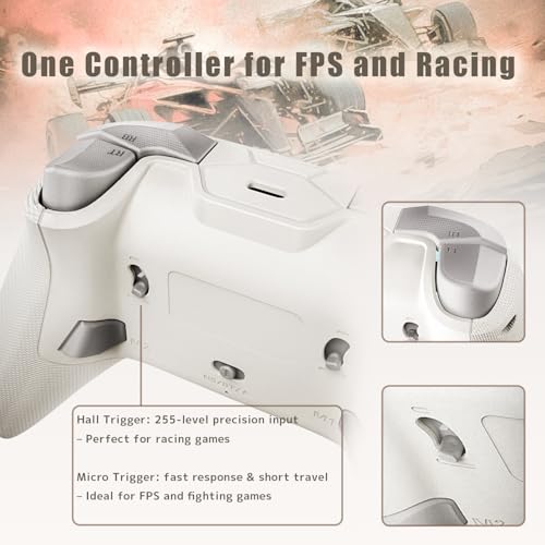 PeriphX Wireless PC Controller with 1000Hz Polling Rate, Switchable Hall and Tactile Triggers（Long/Short Travel Triggers）, Hall Joysticks, Turbo, Macro, RGB Lighting, 2.4G Bluetooth Wired, Compatible with Windows PC/ Switch1,2/Steam Deck/Android/iOS