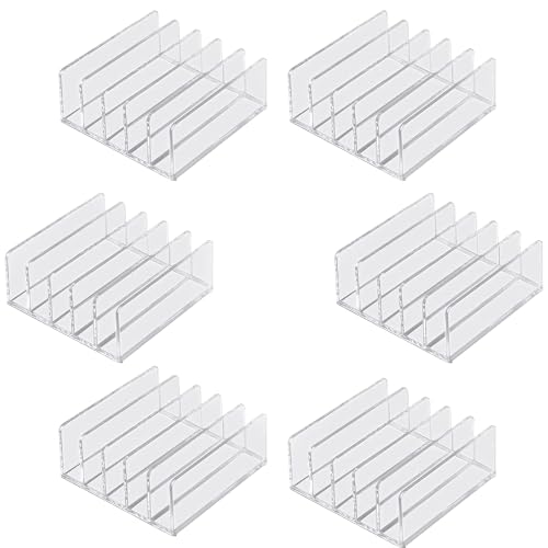 6Pack Acrylic Mail Organizer for Sorting Mail, Business Card, 5Slot Acrylic Mail Sorter for Desktop Shelf, Clear Bill Money Divider for Cash Envelope, Desk Organizer, Home and Office Use