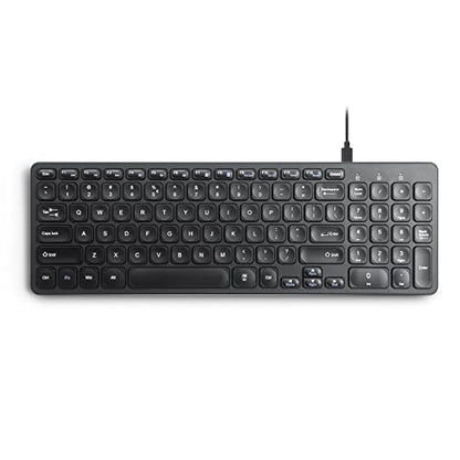Perixx PERIBOARD-215B US, Wired Keyboard - Ultra Slim Scissor Keys - 2 Built-in USB-A & USB-C Ports - Detachable Cable - Black - US English - style: Wired with 4 Hubs