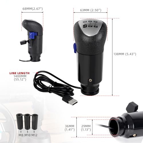 RASTP USB American Truck Simulator Shifter, Gearshift Knob for ATS & ETS2 Games Compatible with Logitech G27 G29 G920 Thrustmaster TH8A Fanatec SQ, PC Sim Racing Shifter (Style 3) - size: USB Gearshift Knob Style 3