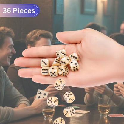 36 Pieces 12mm 6 Sided Mini Dice Set,Pearl Pattern D6 Game Dice Set,6 Sided Standard Game Dice for Board Games Dice Games Classroom Teaching Dices Game,with Portable Gaming Box(Beige) - color: D6-beige Pearl